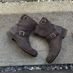 UGG Boots Lancing Dune Brown Leather Cap Toe zippers Ankle 10057614 Mens Sz 11.5